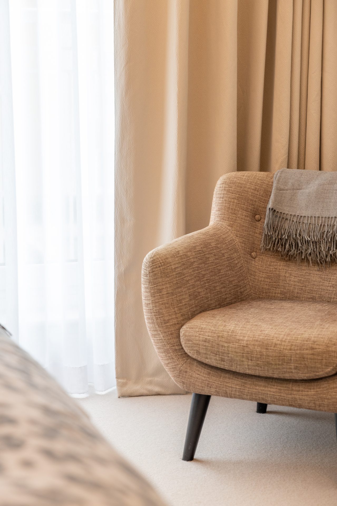 Elegant bedroom curtains with a neutral palette