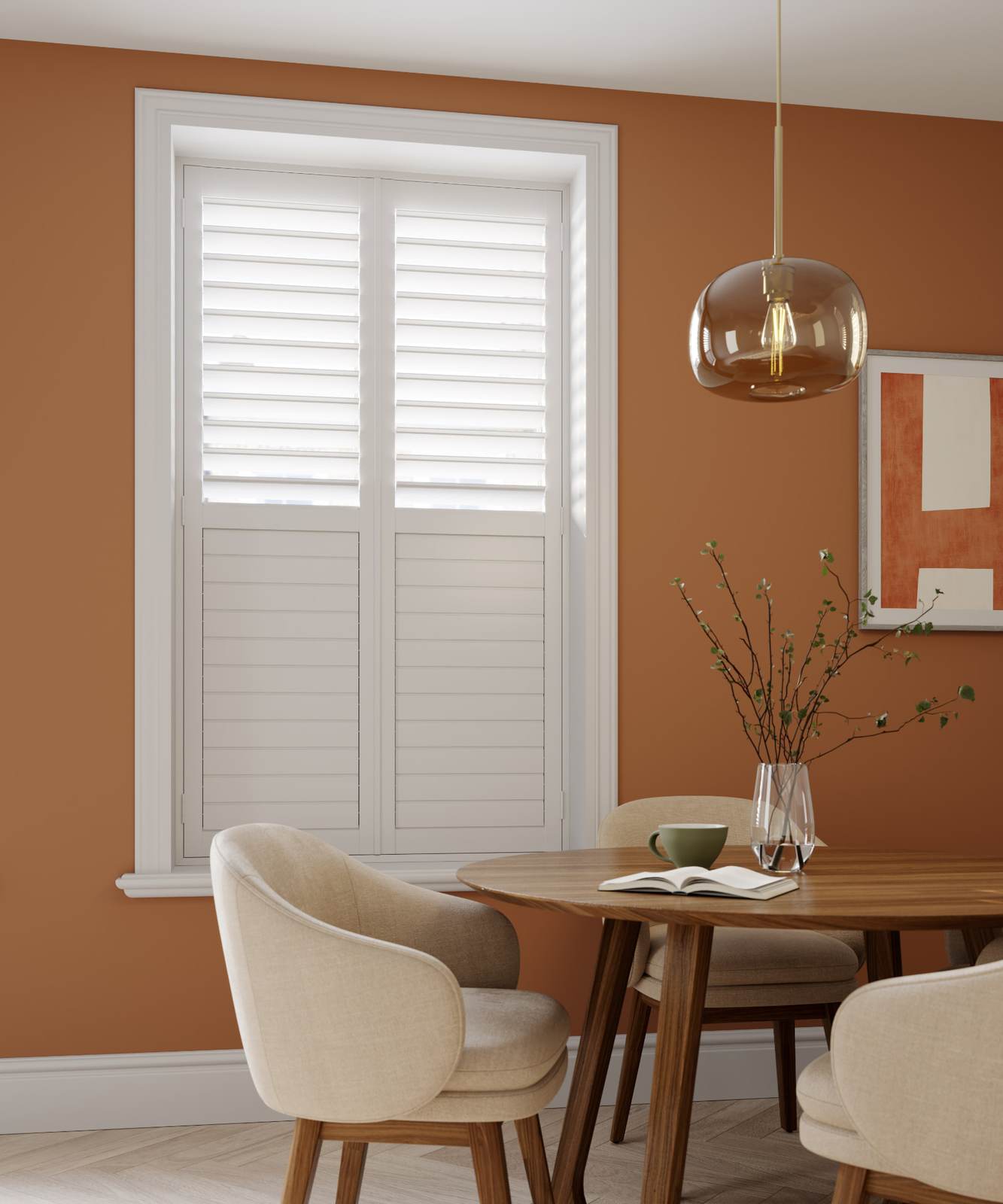 Snow white shutters with Urban Blade louvres