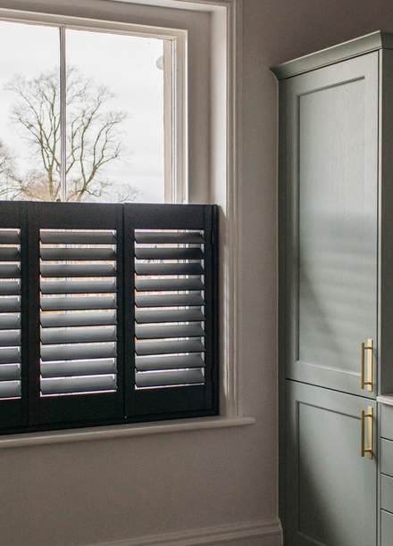 Café style shutters fitted to a bathroom window