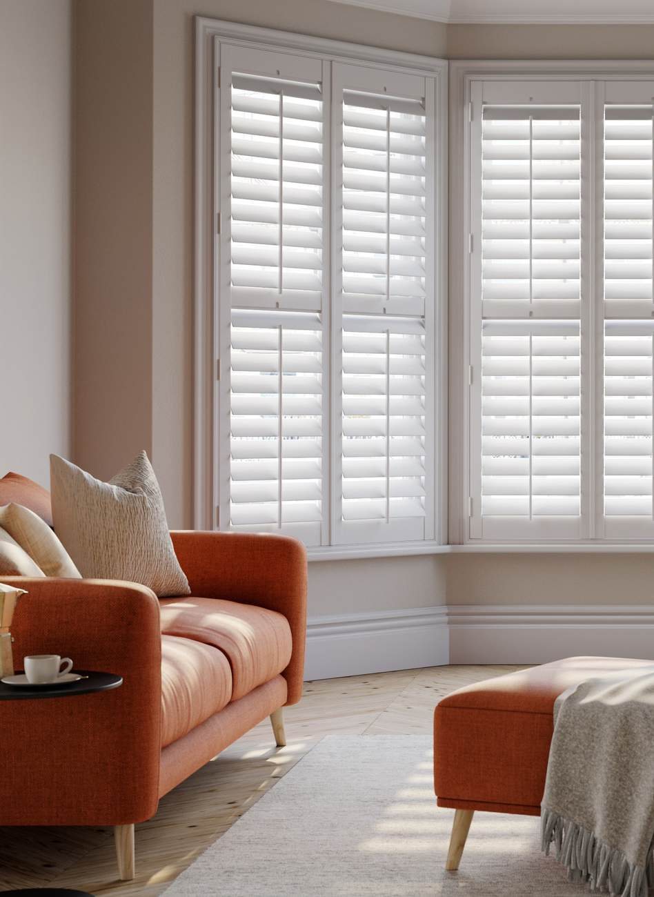 Shutter samples and finishes laid out in a home